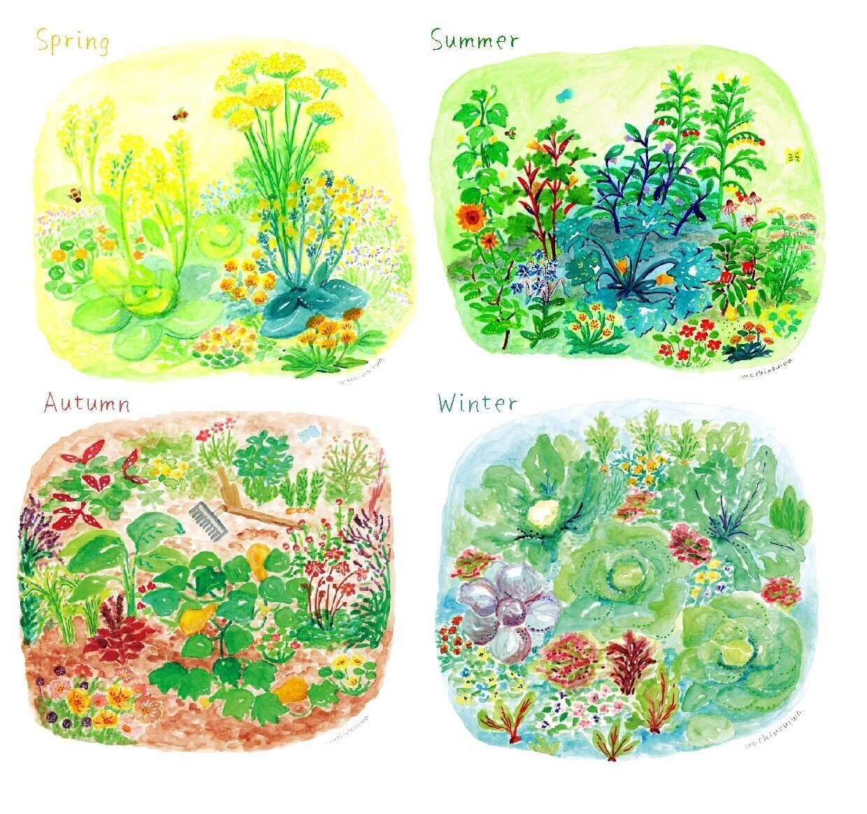 スケッチ画（春夏秋冬）四季 スケッチ画（春夏秋冬）四季 花ともよう 四季のぬり絵ブック | PIE