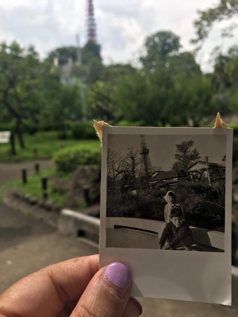 東京タワーと一緒に育った私。幼い頃のアルバムに映っているのと同じ景色を探しに芝公園へ。季節は違うけれど、多分ここ。