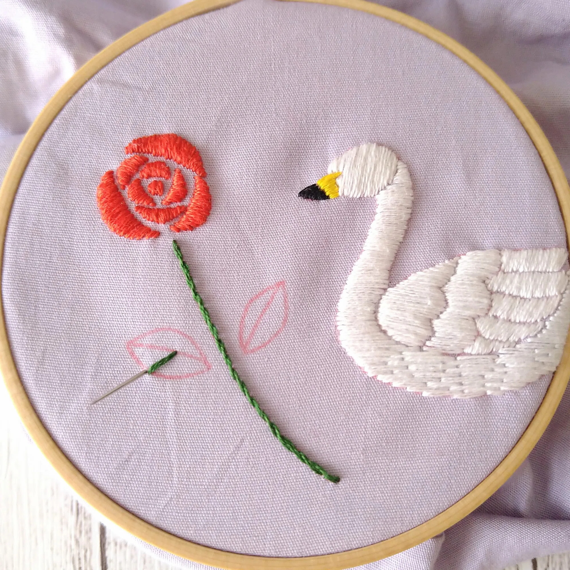 ハンドメイド花刺繍巾着(丸) にぎにぎし