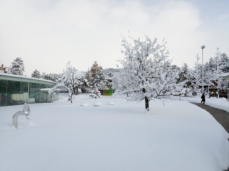 2022年2月22日の広場の雪景色