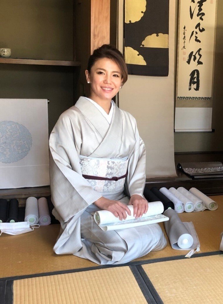 正絹京都勝山織物勝山さとこ木立 正絹京都勝山織物勝山さとこ木立