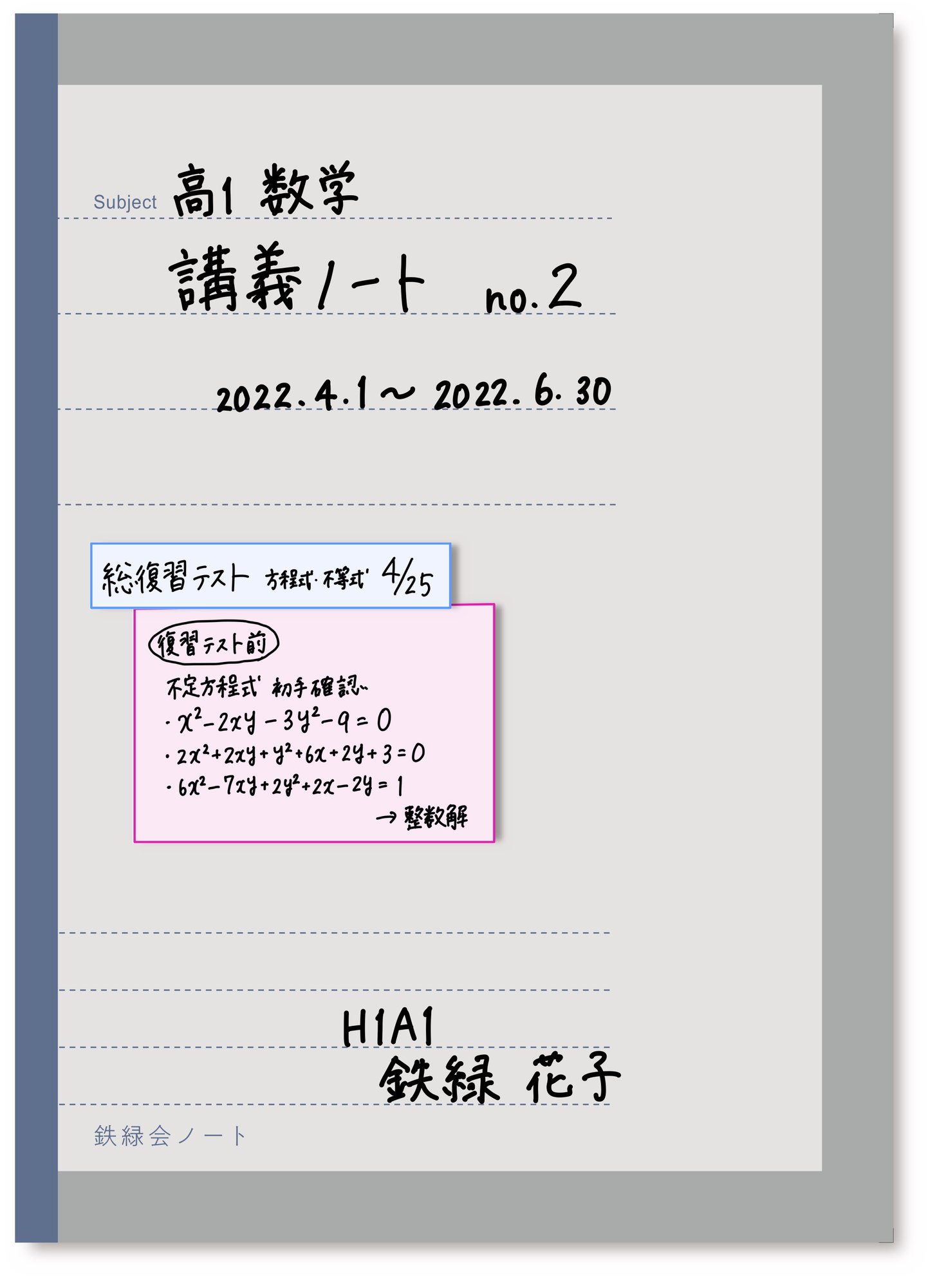 4 鉄緑会ノートの表紙について 鉄緑会ノート作成チーム Note 4 鉄緑会ノートの表紙について 鉄緑会ノート作成チーム Note