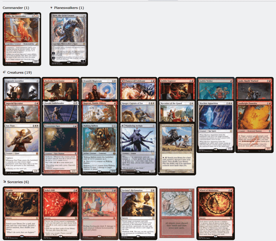 EDH黎明起こし、ザーダの調整記と統率者神決定戦レポート】｜坊主