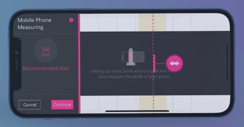 インストールすることでペニスサイズを測ることができるアプリの画面画像