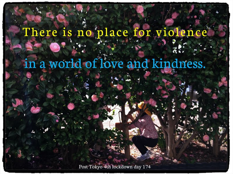 There is no place for violence in a world of love and kindness.   Post Tokyo 4th lockdown day 174 Ukraine crisis day 34
