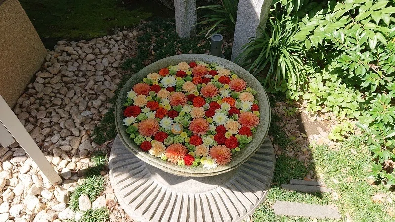 行田八幡神社の花手水april 22 山河比呂志 Note