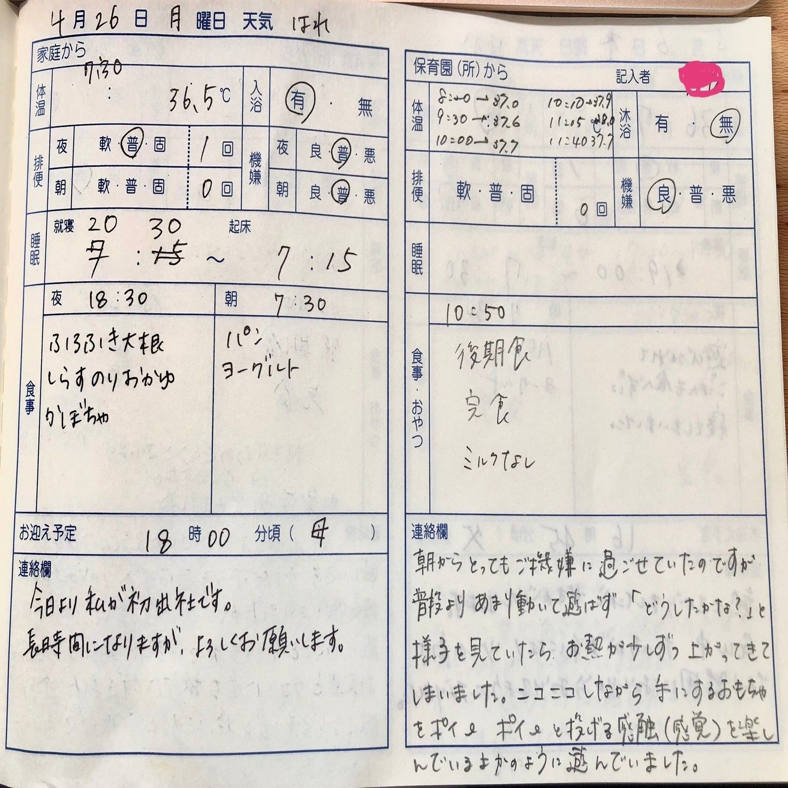 保育園からの呼び出しの洗礼 Yoshiko S Note