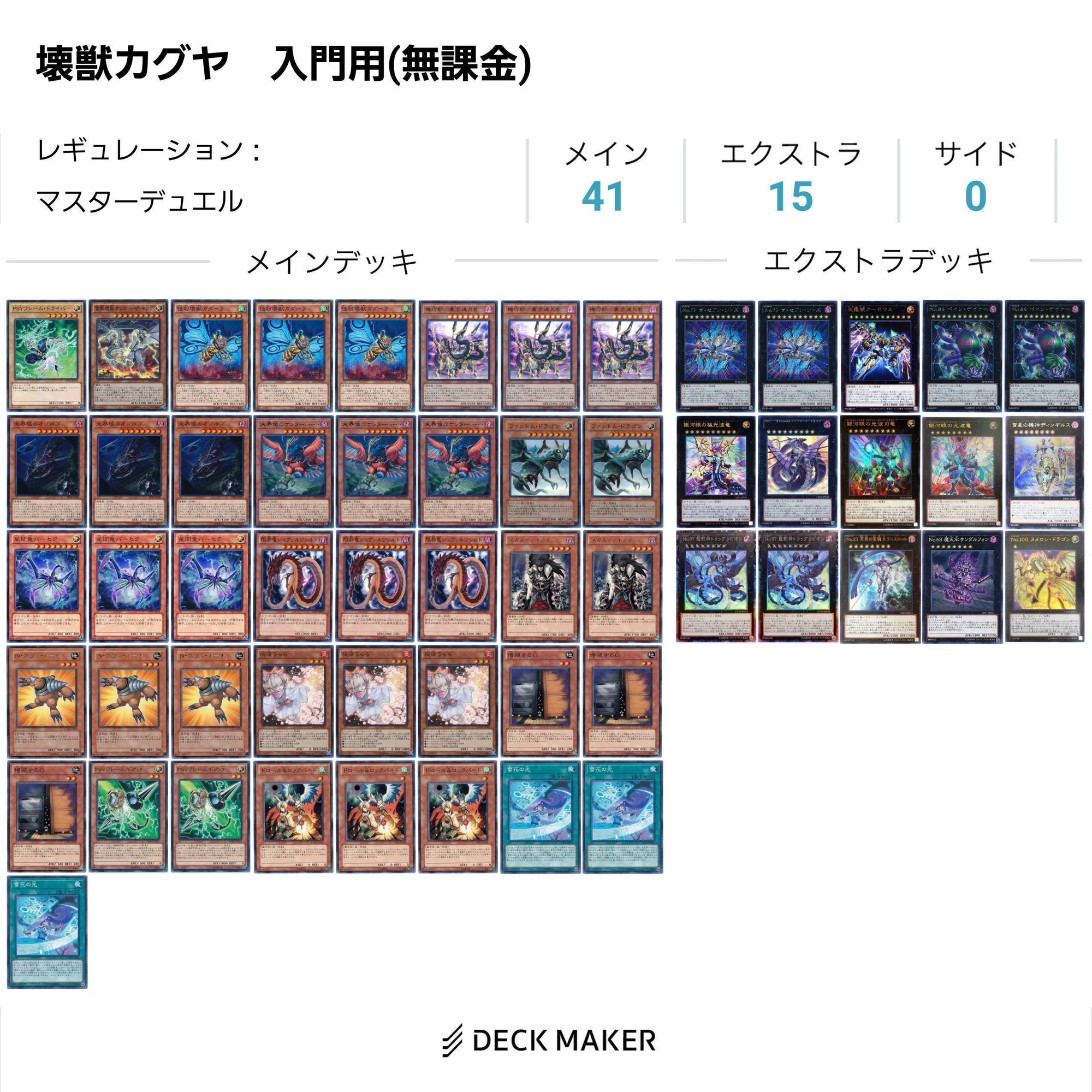 遊戯王マスターデュエル 壊獣カグヤ 無課金用デッキ構築ガイド・レシピ 