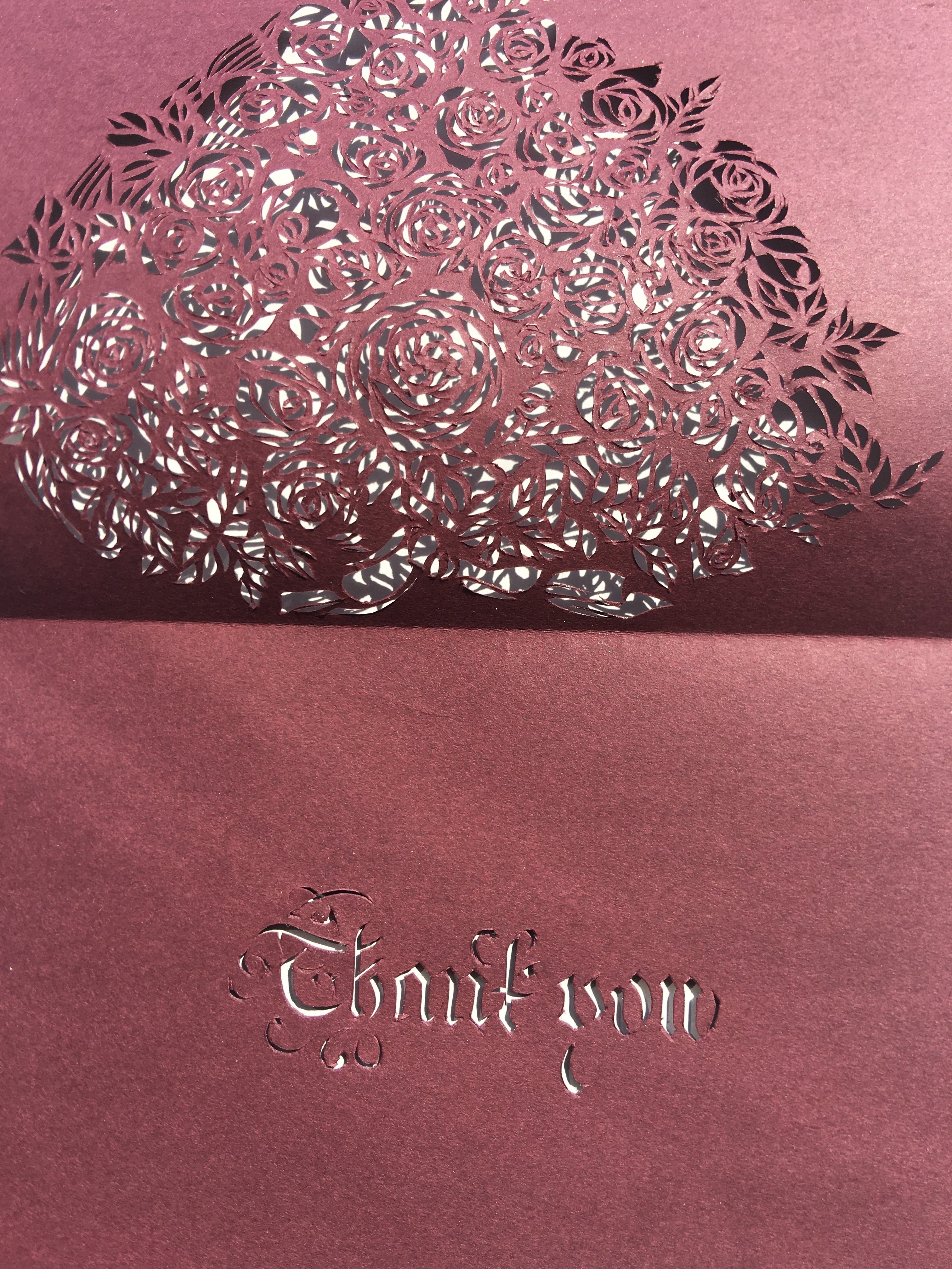 切り絵アート ハート型の薔薇 Frau Schnitt Note