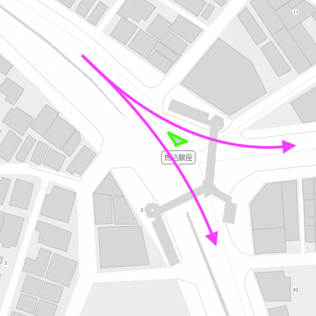 馬込銀座交差点を拡大した地図