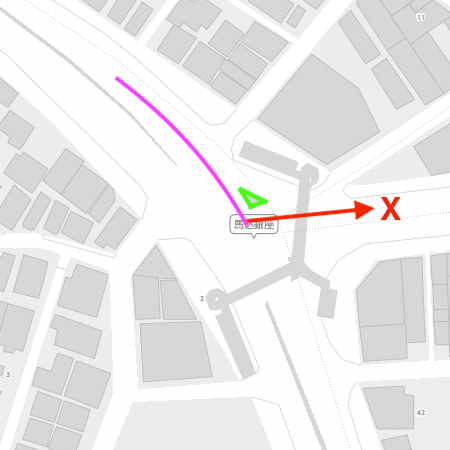 馬込銀座交差点を拡大した地図+ノイズ