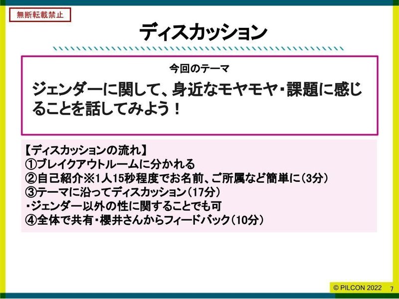 スライド「ディスカッション」ディスカッションの流れの説明の画像