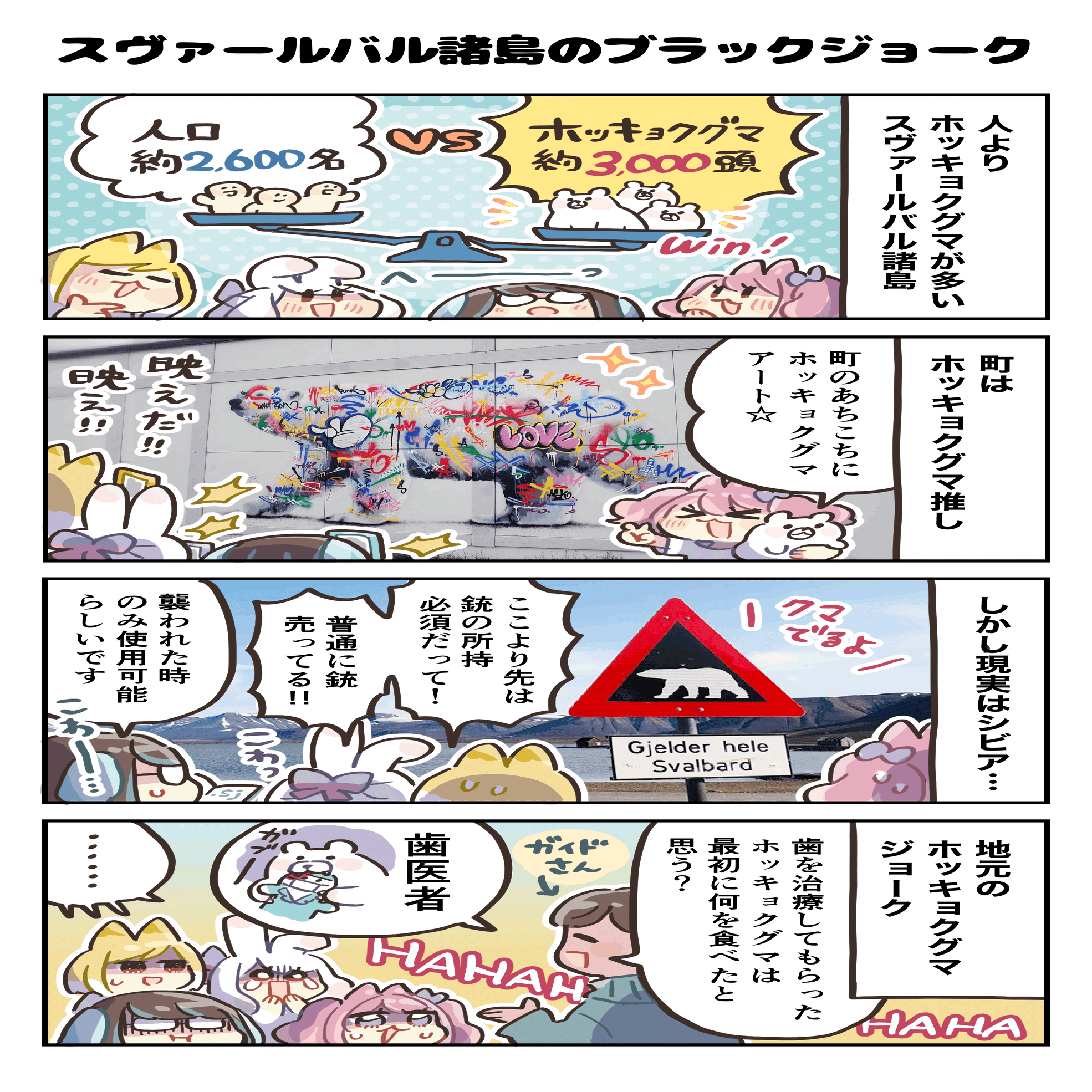 4コマ漫画 スヴァールバル諸島のブラックジョーク 4コマ漫画 どめいん島巡り Note