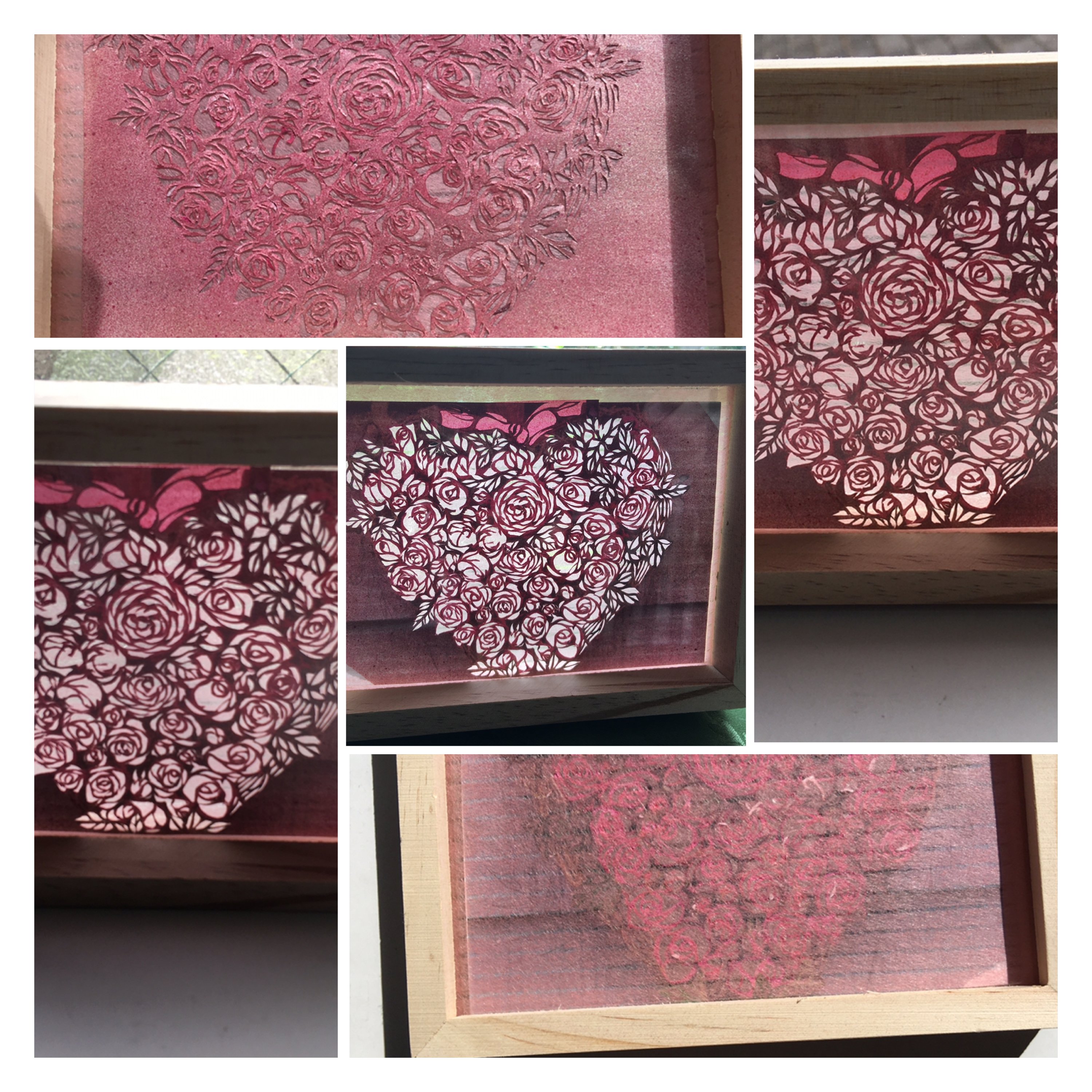 切り絵アート ハート型の薔薇の花束 Frau Schnitt Note