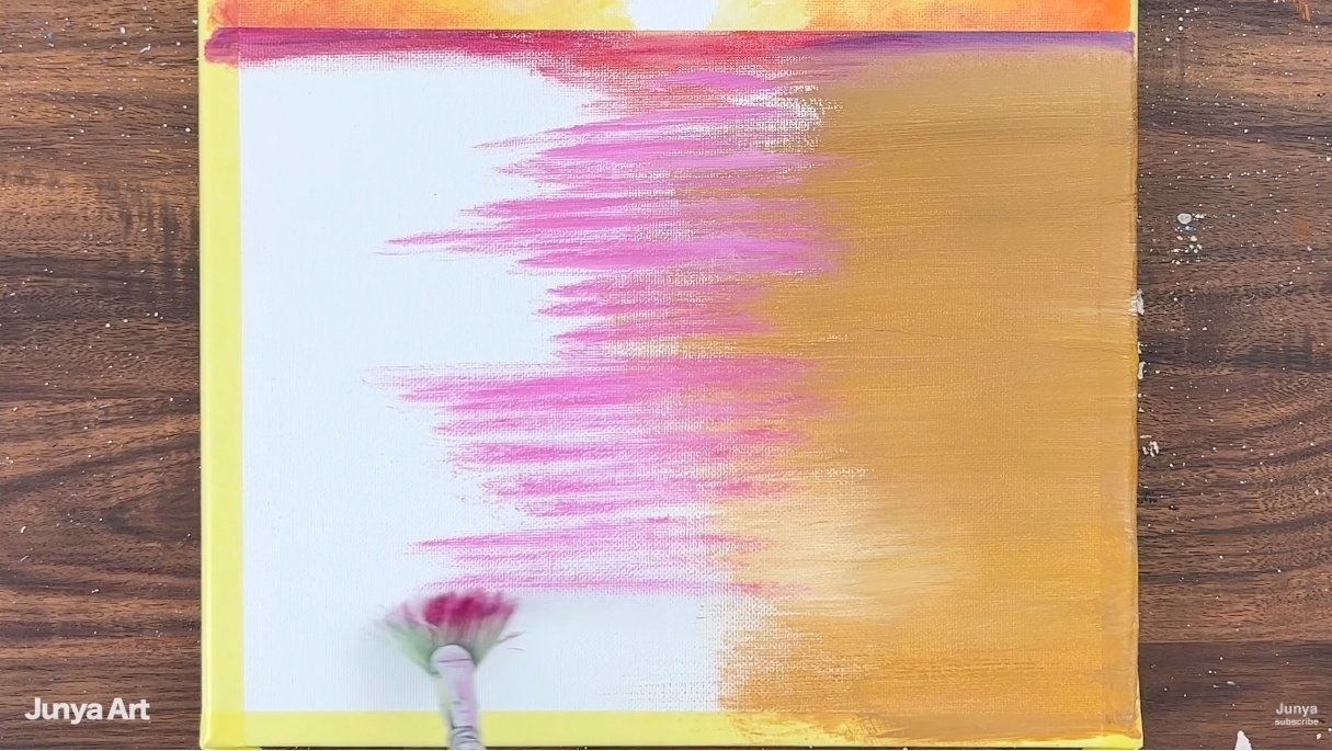 アクリル絵の具で「朝日と海」の風景を描いてみた｜junya_art