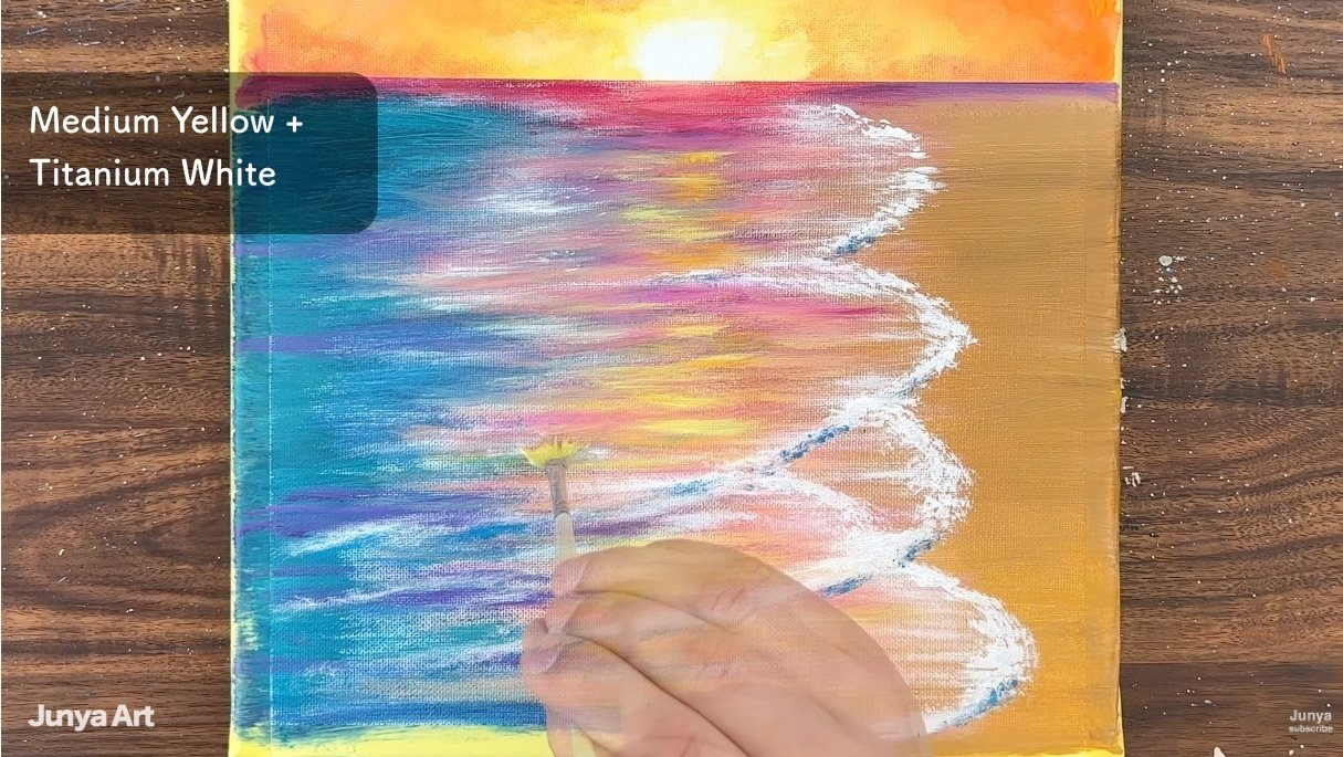 アクリル絵の具で「朝日と海」の風景を描いてみた｜junya_art