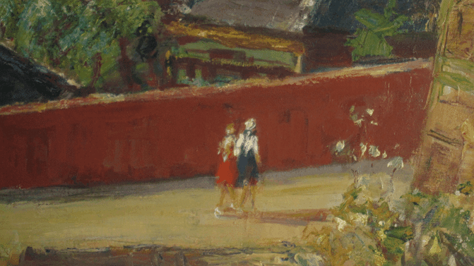 油彩画　三木俊二　風景 ワタクシ流☆絵解き館その129 孔雀と坂道―こんないい絵が、ひっそりと