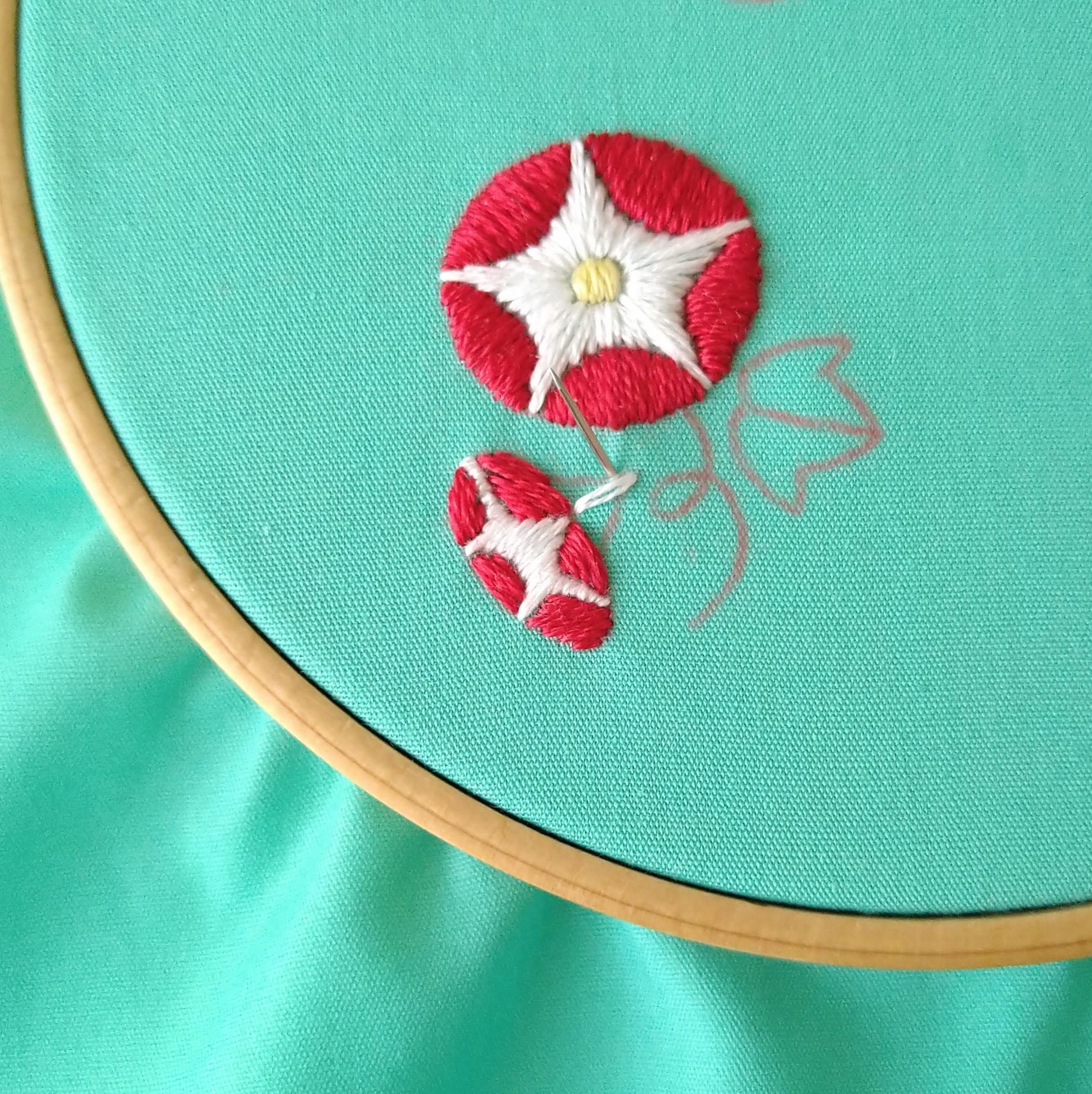 ベロフク　大正ロマン紗に縫取(刺繍)朝顔 ベロフク 大正ロマン紗に縫取(刺繍)朝顔 大正ロマン紗に縫取(刺繍)