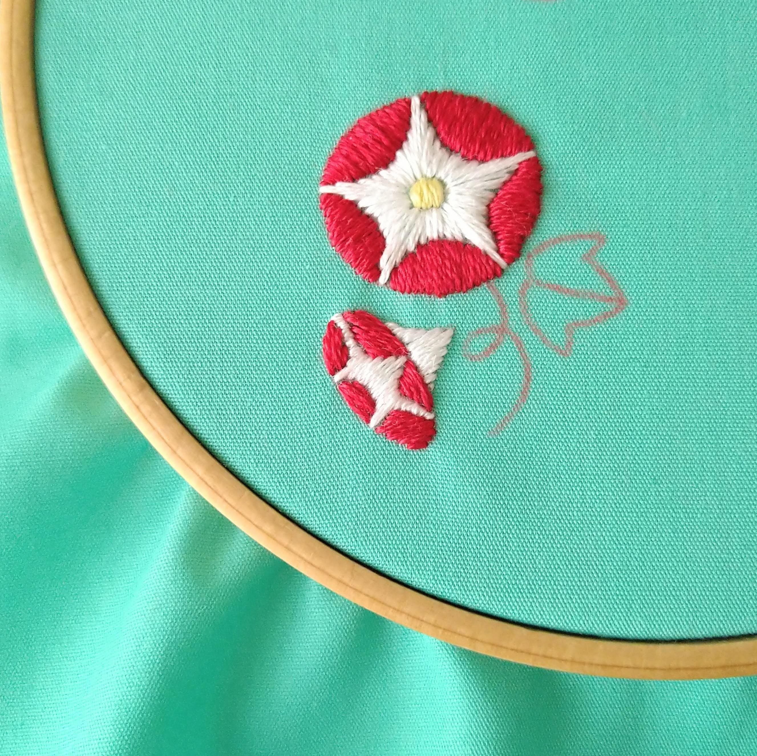 ベロフク　大正ロマン紗に縫取(刺繍)朝顔 ベロフク 大正ロマン紗に縫取(刺繍)朝顔 大正ロマン紗に縫取