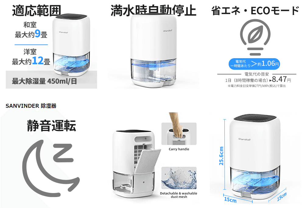 1万円以下の安いペルチェ式の除湿器の性能とコスパを比較して