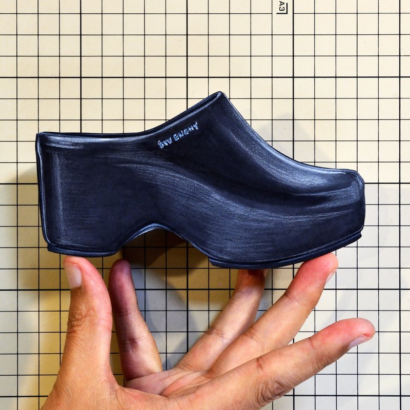 Shoes：01887 “GIVENCHY” Logo-Debossed Leather Platform Clog（SS2022）