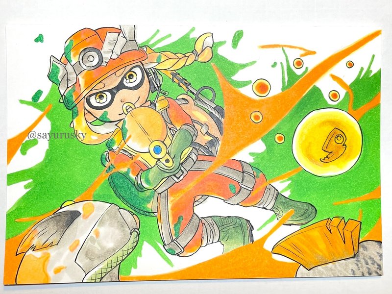 スプラトゥーン3 サーモンランイラストをアナログで描いてみた 新発見やおすすめ画材も紹介 空乃さゆる ゲームwebライター Note