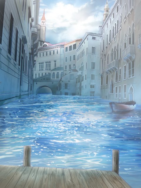 水の都 ゴンドラの水路イラスト 星野真弓 幻想的風景画 Note