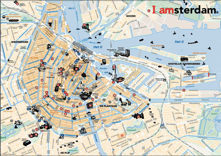 アムステルダム中心地の地図