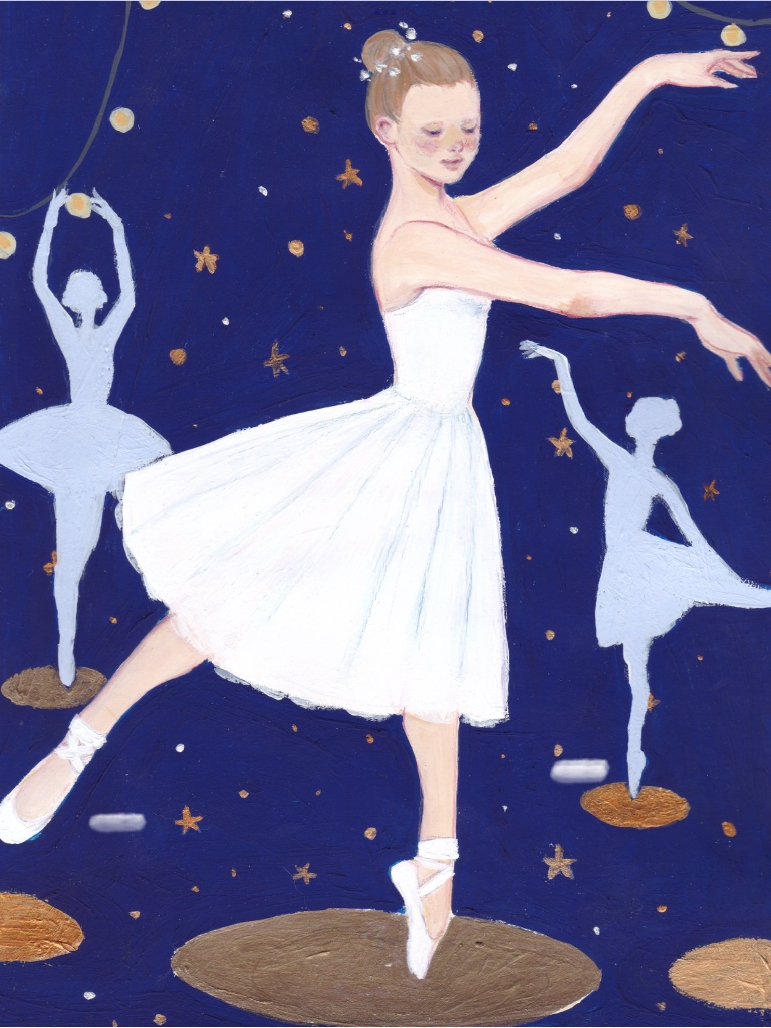 手描き　バレエリーナ　アクリル画 手描き バレエリーナ アクリル画 （美しい女の子の絵画バレエ