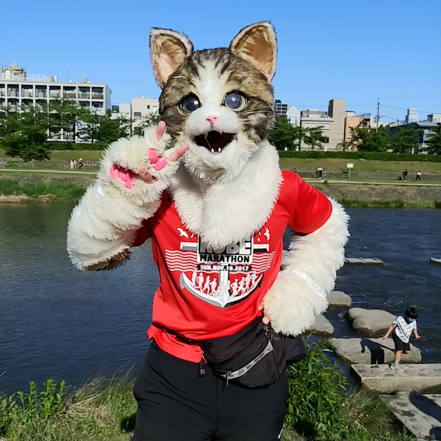 ガットで走ってわかったこと｜ネコの着ぐるみでランニングをする人