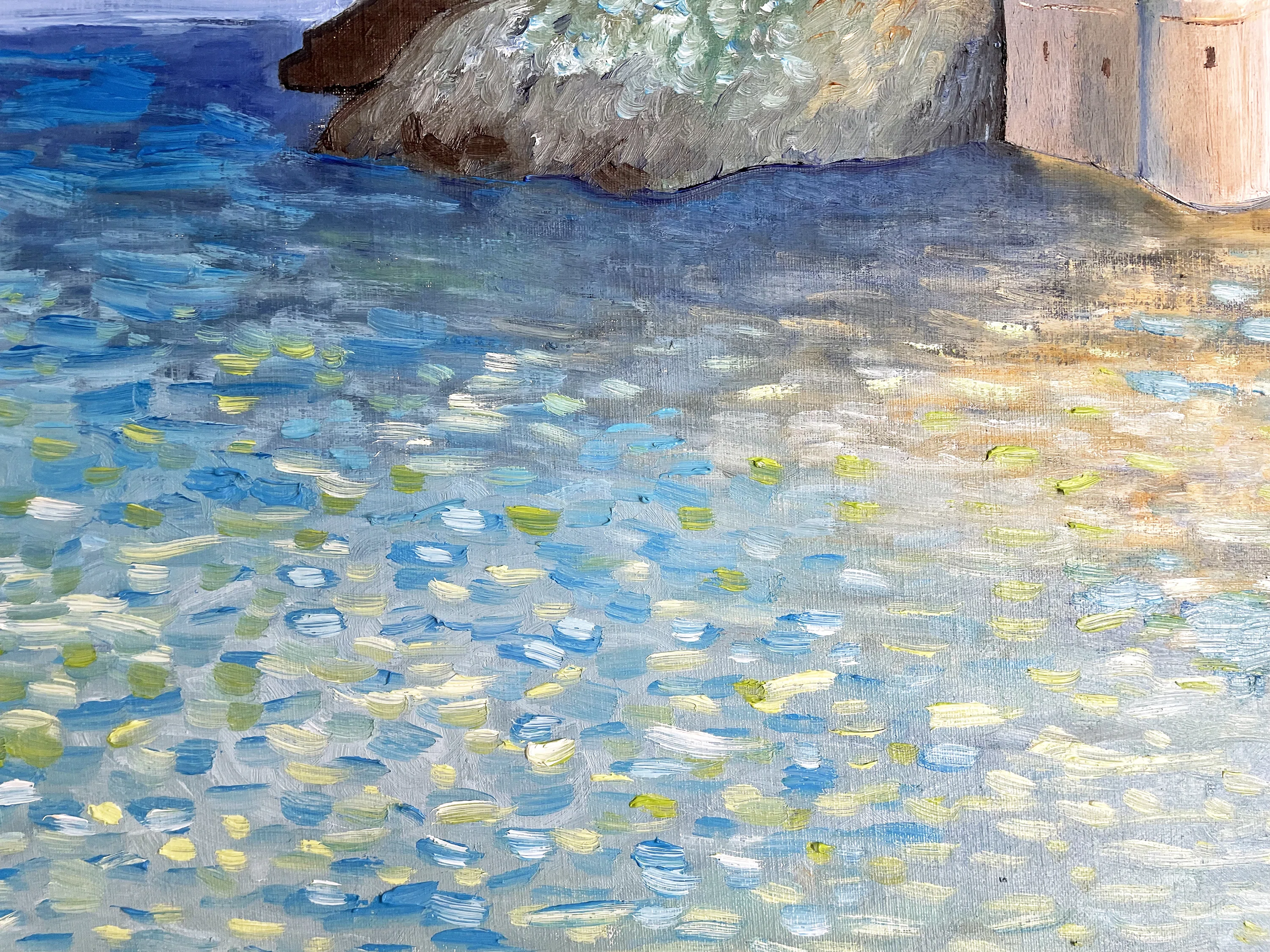 油彩画「海上の街」を描きました|絵画 芸術｜雨星立夏 Rikka Amahoshi