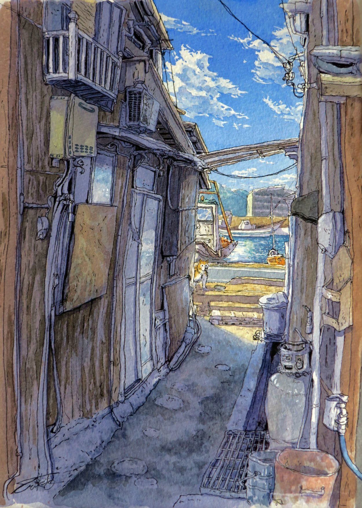 平松依里子さんのペンスケッチ水彩画における豊かな中景表現 平松依里子さんのペンスケッチ水彩画における豊かな中景表現
