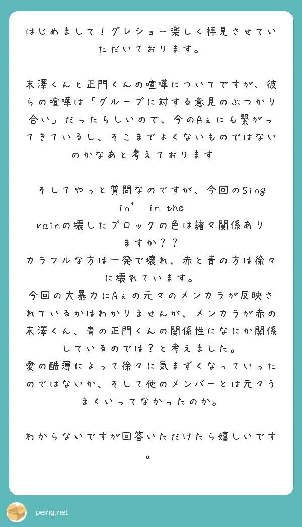 グレショー 質問箱への回答 0519 劇作家の苛立ち そして少女としての岡添結愛 Note グレショー 質問箱への回答 0519 劇作家の苛立ち そして少女としての岡添結愛 Note