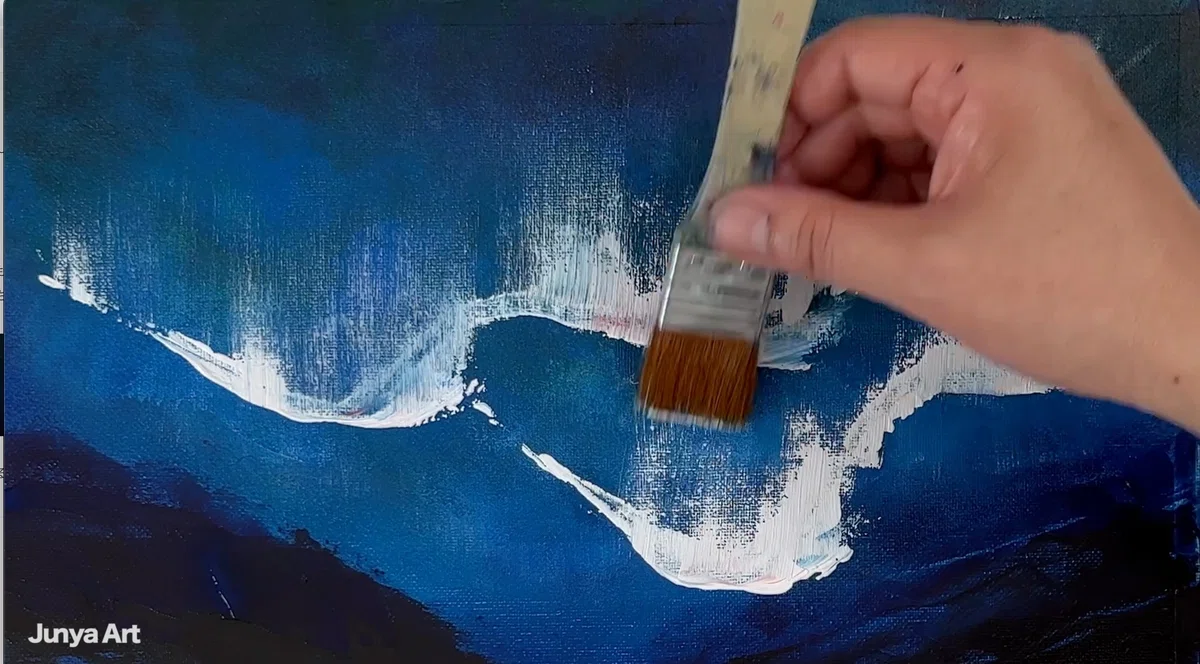 アクリル絵の具で「オーロラ」の風景を描いてみた｜junya_art