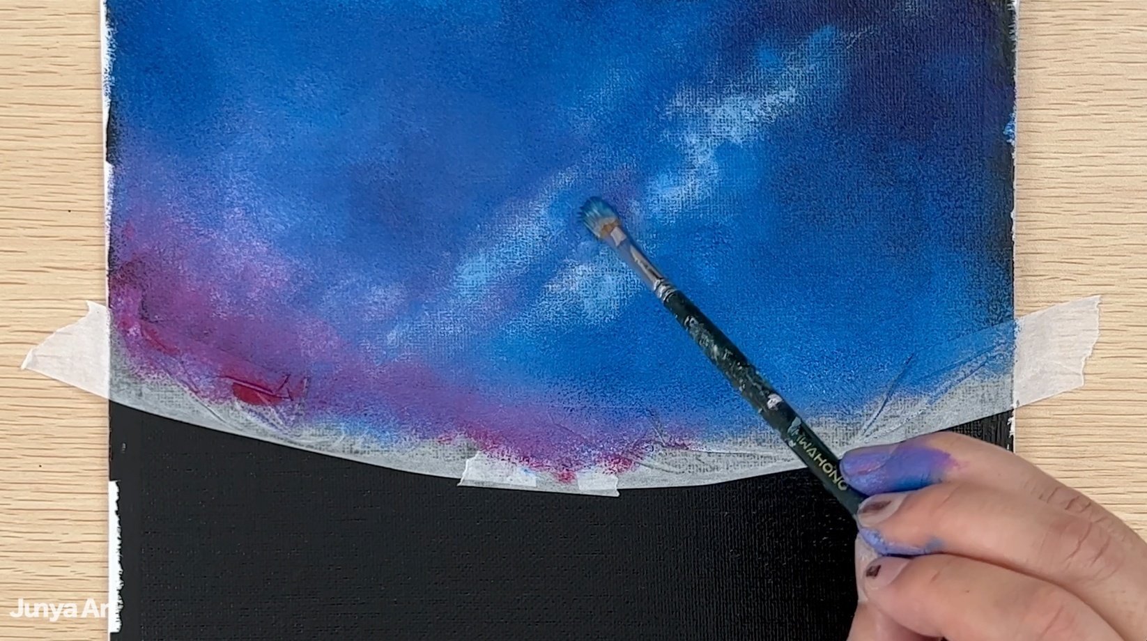 アクリル絵の具で「美しい滝」の風景を描いてみた｜junya_art