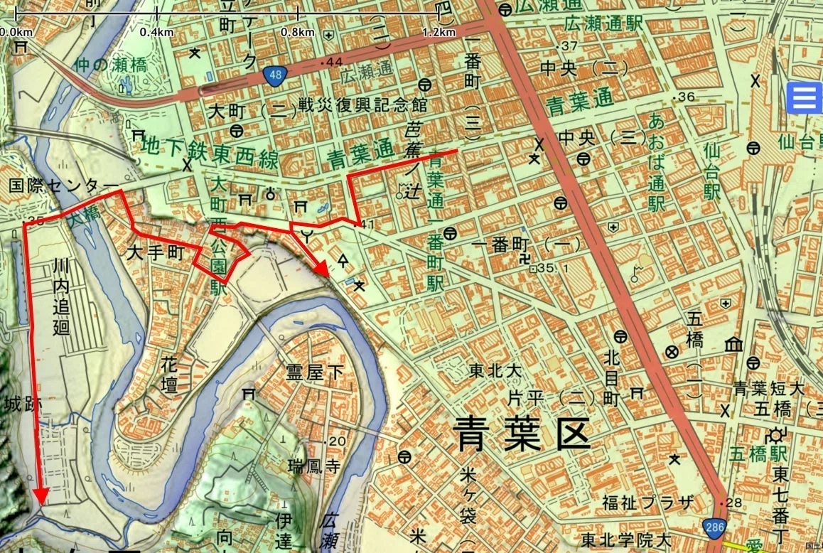 仙台市の「西の階段」を下りていく【ジオ散歩vol.1：仙台市No.1-1