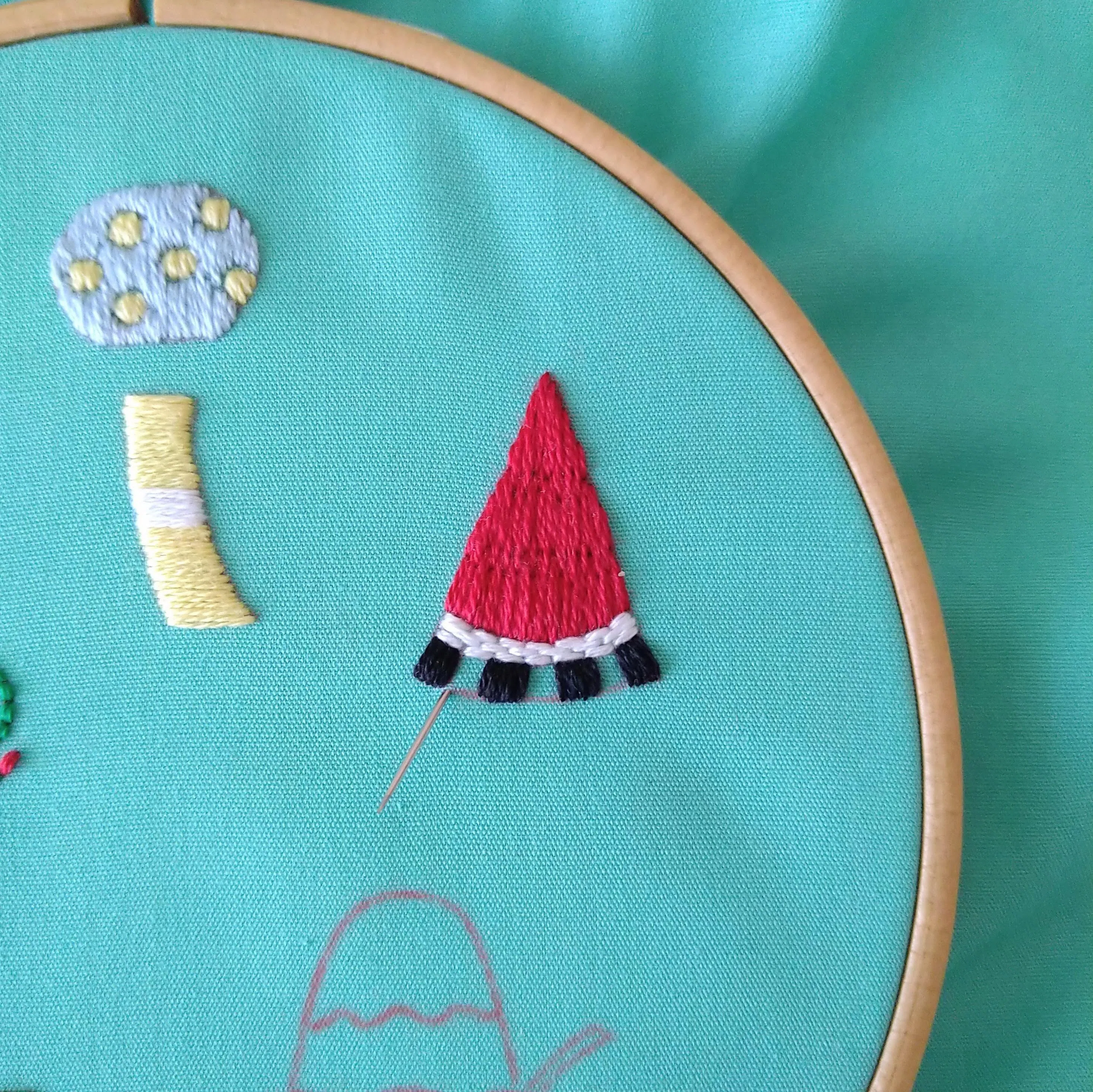 夏の思い出の刺繍枠キットを作ろう🎐 ステップ38 〜スイカの刺繍6