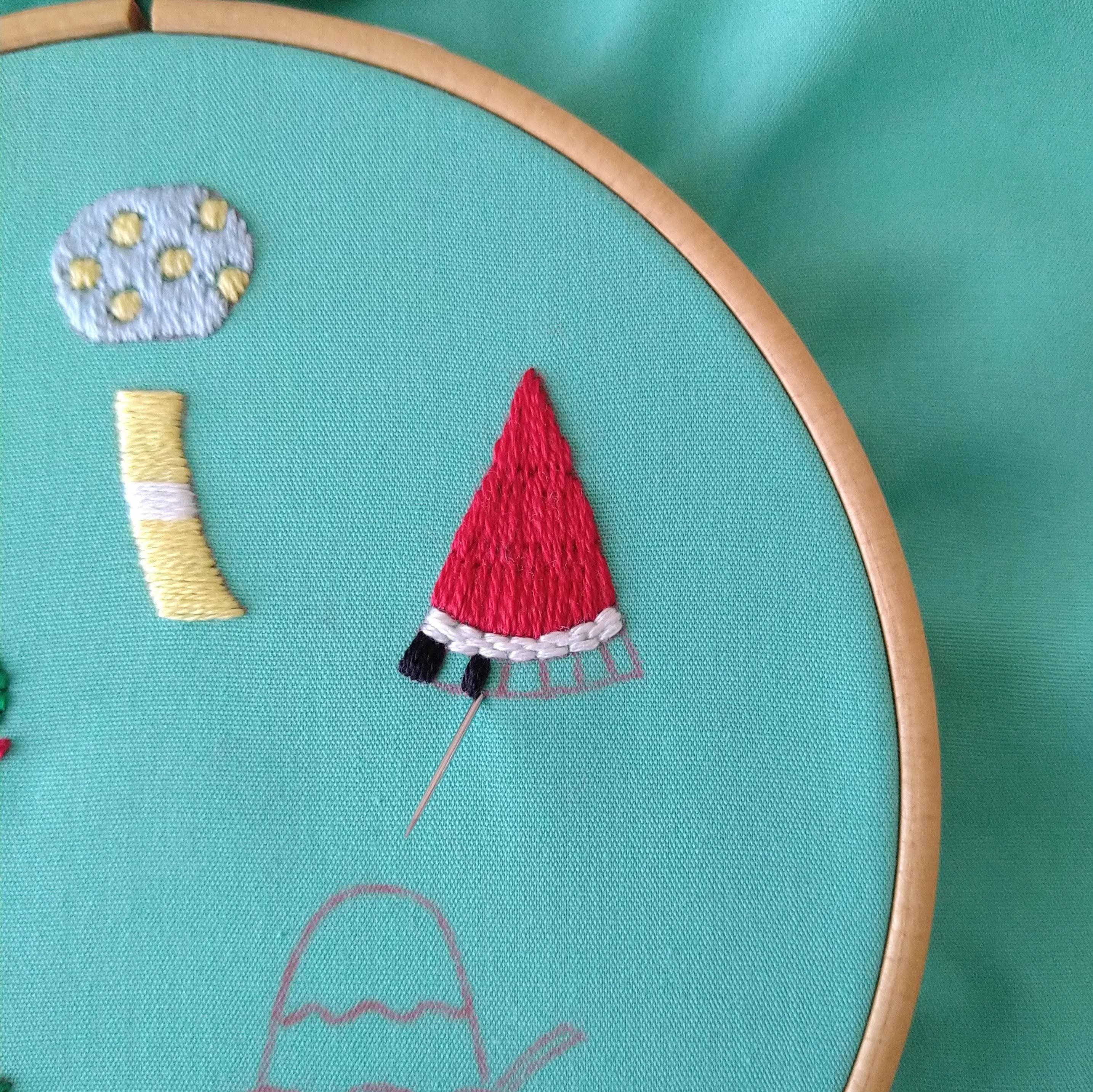 夏の思い出の刺繍枠キットを作ろう🎐 ステップ38 〜スイカの刺繍6