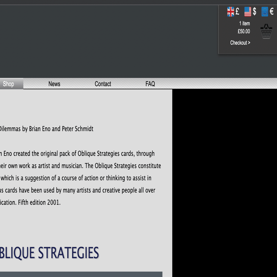 OBLIQUE STRATEGIES by Brian Eno and Peter Schmidt Fifth
