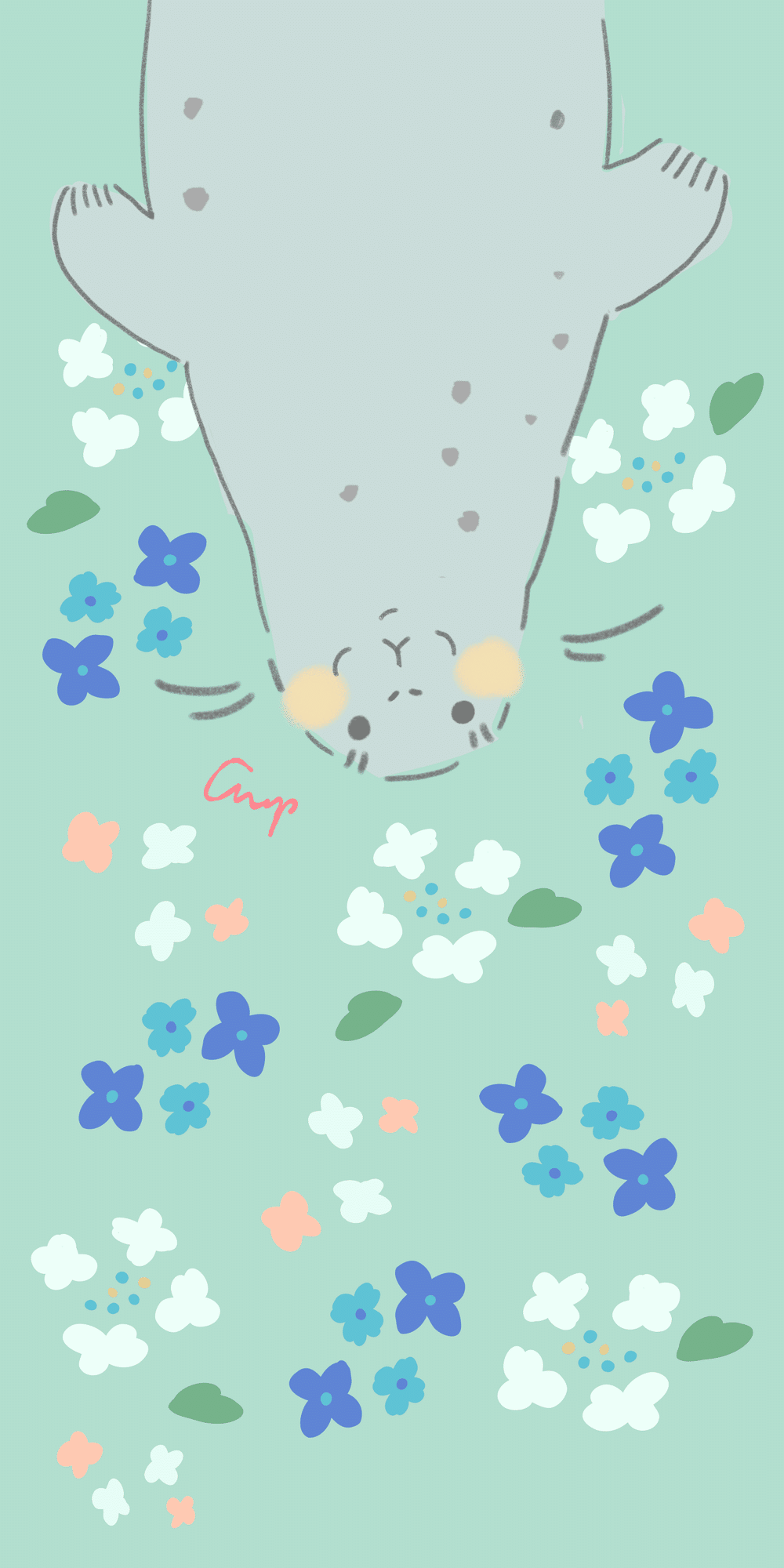 デバイス用壁紙 無料配布あり 6月 アザラシ 紫陽花 チナップ ほっこりイラストレーター Note デバイス用壁紙 無料配布あり 6月 アザラシ 紫陽花 チナップ ほっこりイラストレーター Note