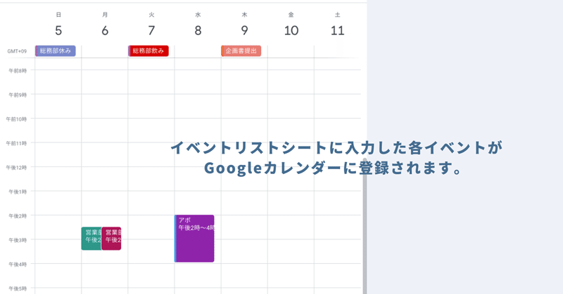 カレンダーへの登録結果イメージ