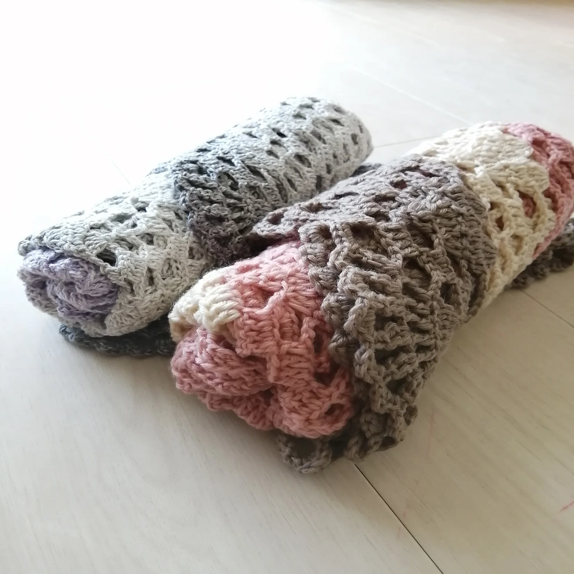 三角ショール】「ハート編み」を比較してみた！＠jewelrium crochet(糸 