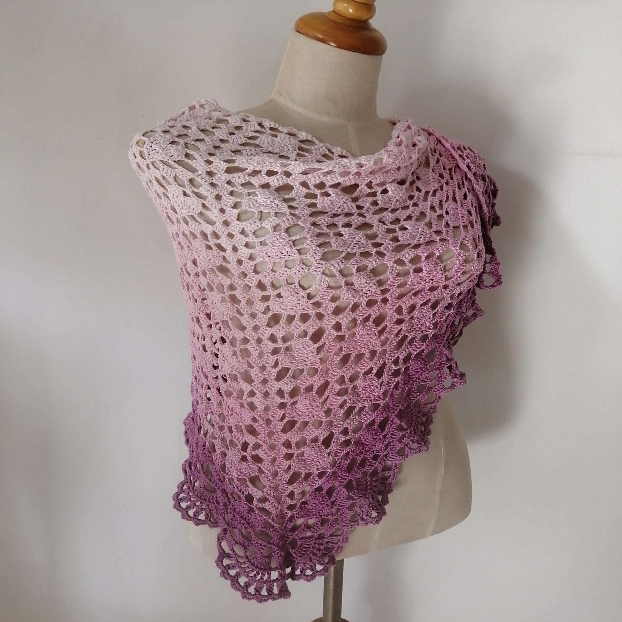 三角ショール】「ハート編み」を比較してみた！＠jewelrium crochet(糸 