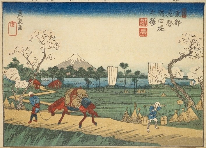 明治版画 橋本(揚州)周延の隅田堤櫻花盛之圖(隅田堤桜花盛之図) 明治版画 橋本(揚州)周延の隅田堤櫻花盛之圖(隅田堤桜花盛之図