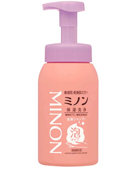 ミノンの全身シャンプー泡タイプを小型化！ 無印の詰め替えボトルが