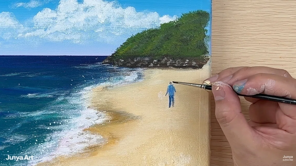 アクリル絵の具で「海の散歩風景」を描いてみた｜junya_art