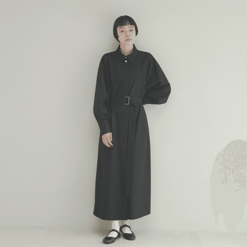 foufou / フーフー | THE DRESS #03 belted rendezvous shirts one-piece ベルテッドランデブーシャツワンピース | M | ブラック | レディース