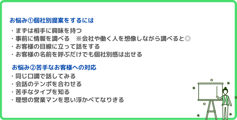 営業マンのお悩み解決法まとめ①