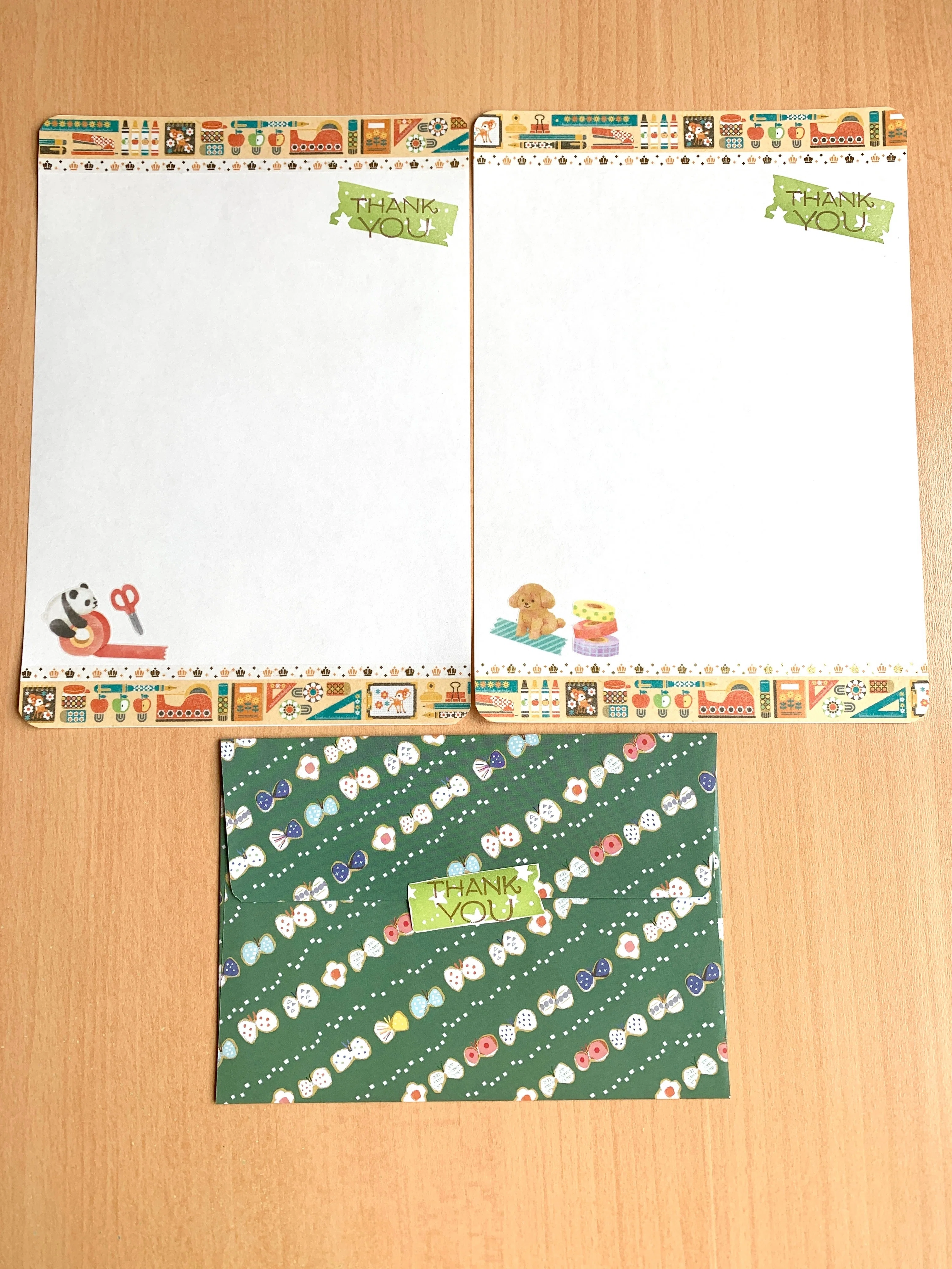 レトロ文房具とどうぶつ達レターセット作成｜くらざ