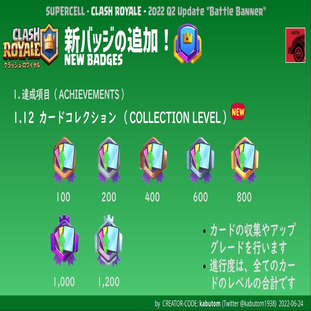 クラロワ Update 新機能 バトルバナー 見参 22 Q2アップデート情報 Kabutom クラロワ Note